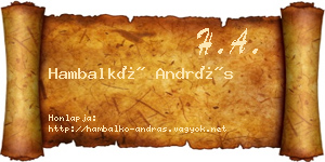 Hambalkó András névjegykártya
